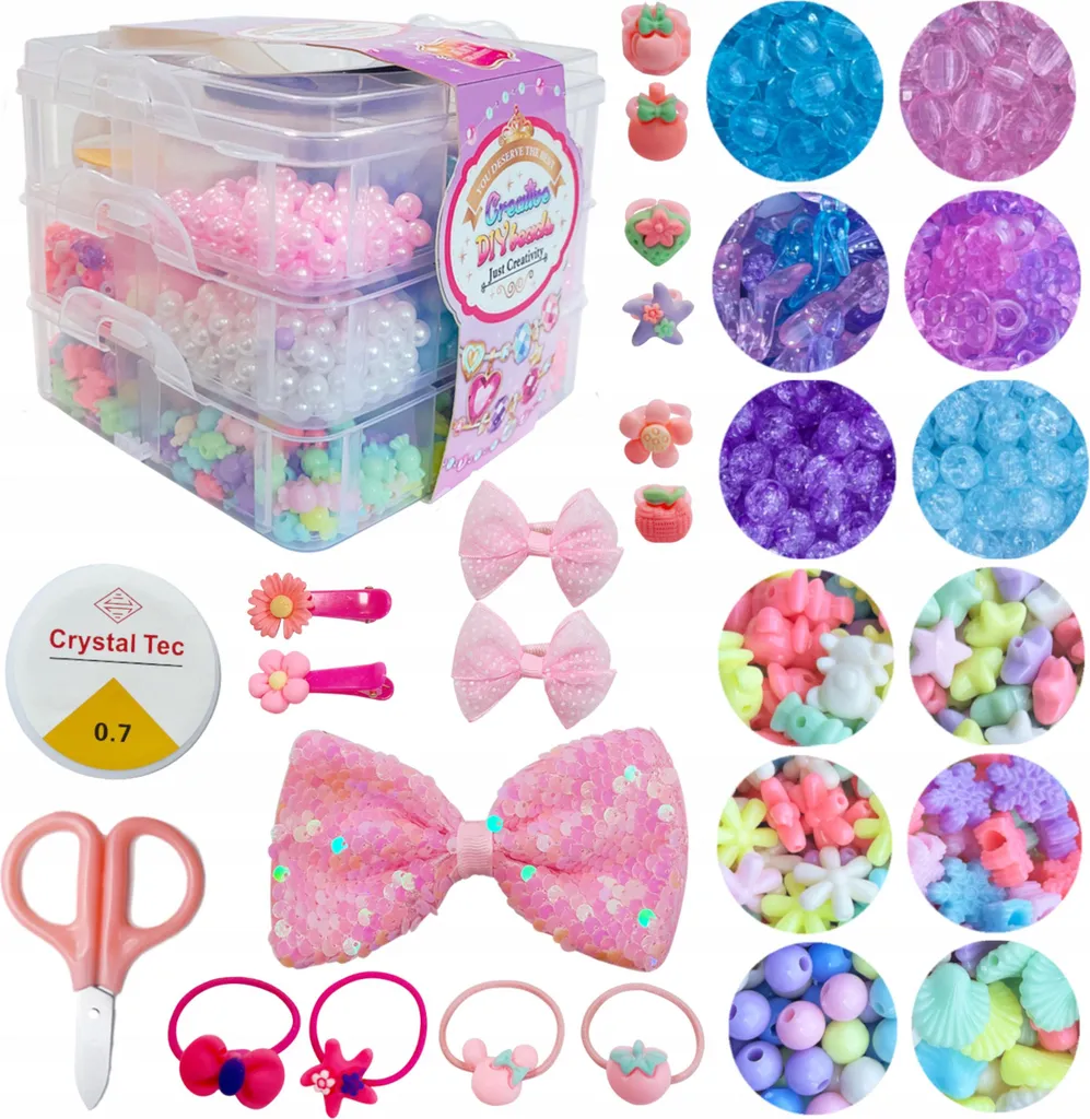 Set de perles créatives N114-3 pour bijoux avec fil de pêche inclus