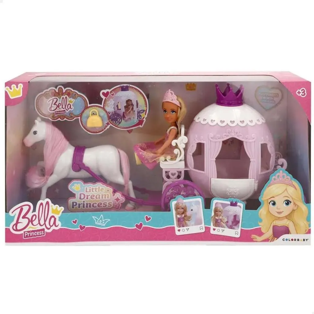 Poupée Princesse avec Carrosse Rose Idéal pour les Jeux d'Imagination