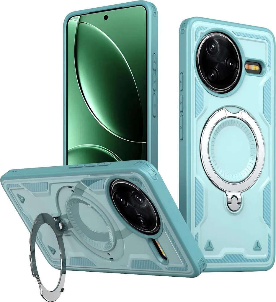 Custodia MagSafe per Xiaomi Poco F7 Pro/F7 Ultra - Cover posteriore Phonesta MagLock Armor con anello - Blu chiaro