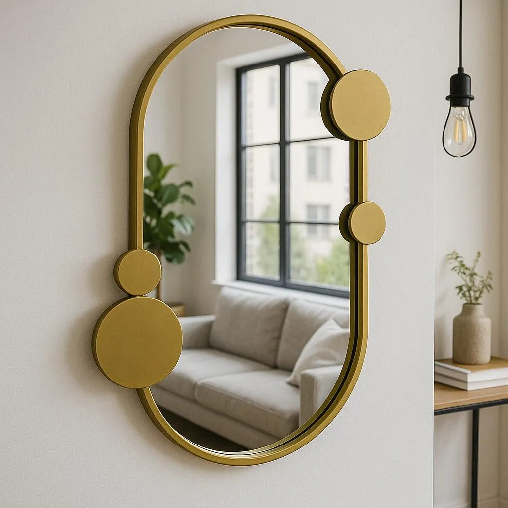 Miroir mural SAANA aux motifs géométriques, format 46 x 76 cm chic