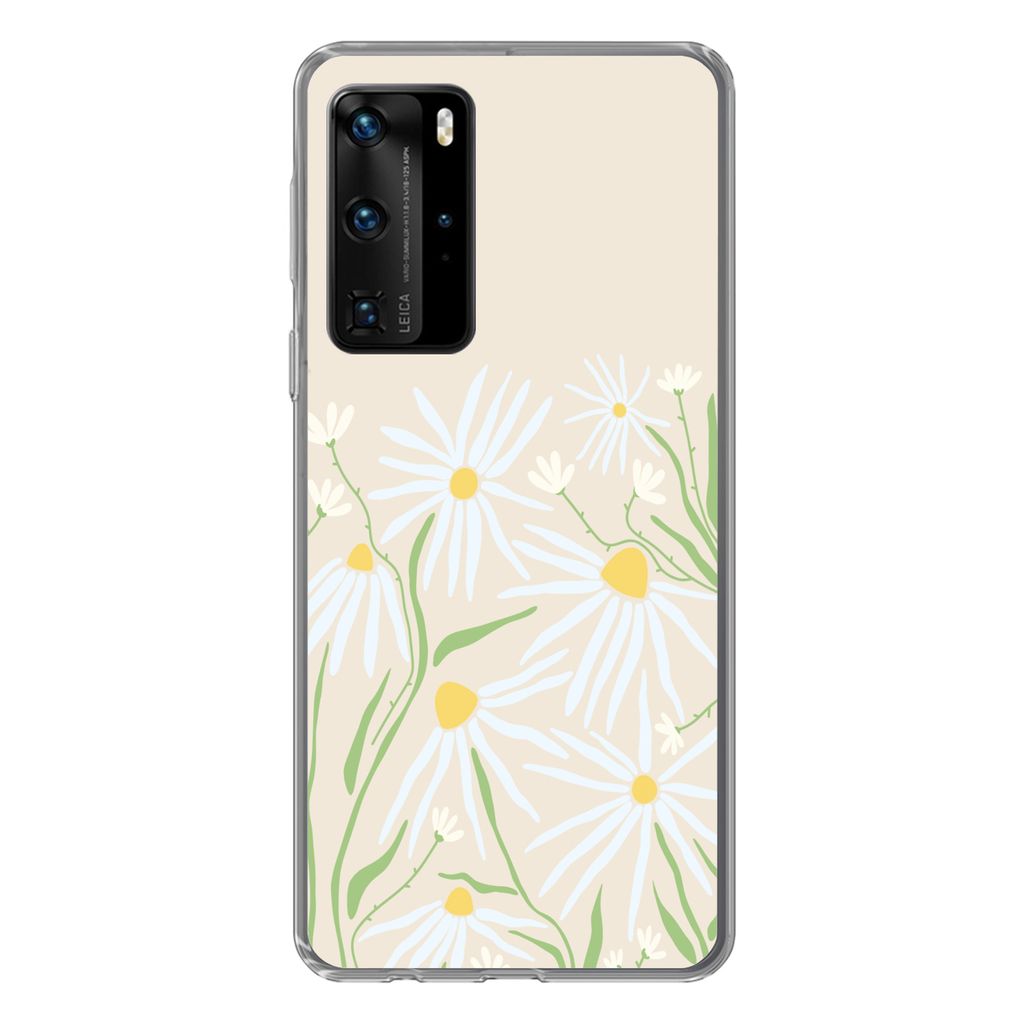 MuchoWow Handyhülle Schutzhülle Hülle für Huawei P40 Pro Blume - Muster - Gelb Silikon Softcase Handy Hülle - Schutz