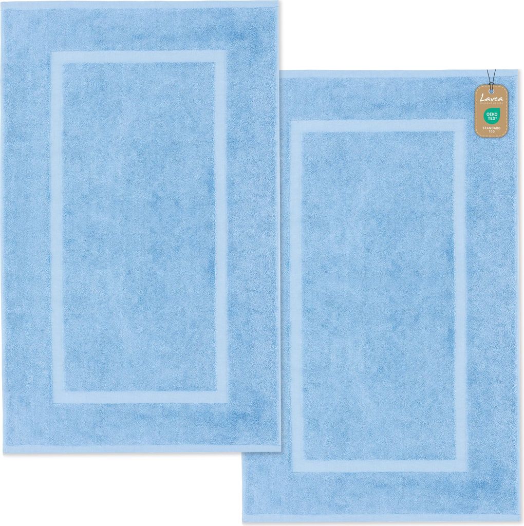 Lavea 2er Set Badematte 50x80 cm – rutschfeste, Waschbare Badematten 100% Baumwolle, Frottierserie Elena – Saugstark, Strapazierfähig - Delp...