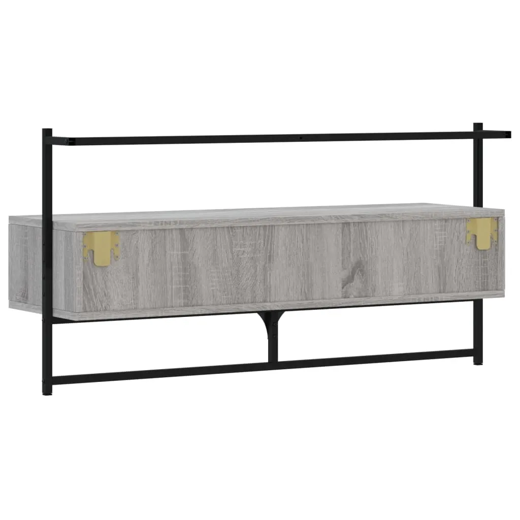 Mobile TV Sospeso Grigio Sonoma 100,5 cm | Arredo Parete Materiale Legno - 8
