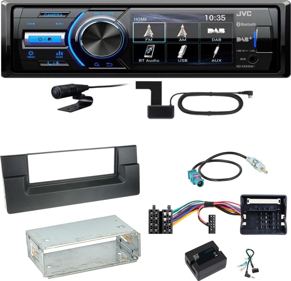 JVC KD-X561DBT Digitalradio Bluetooth USB Einbauset für BMW 5er E39 ab 10/2000