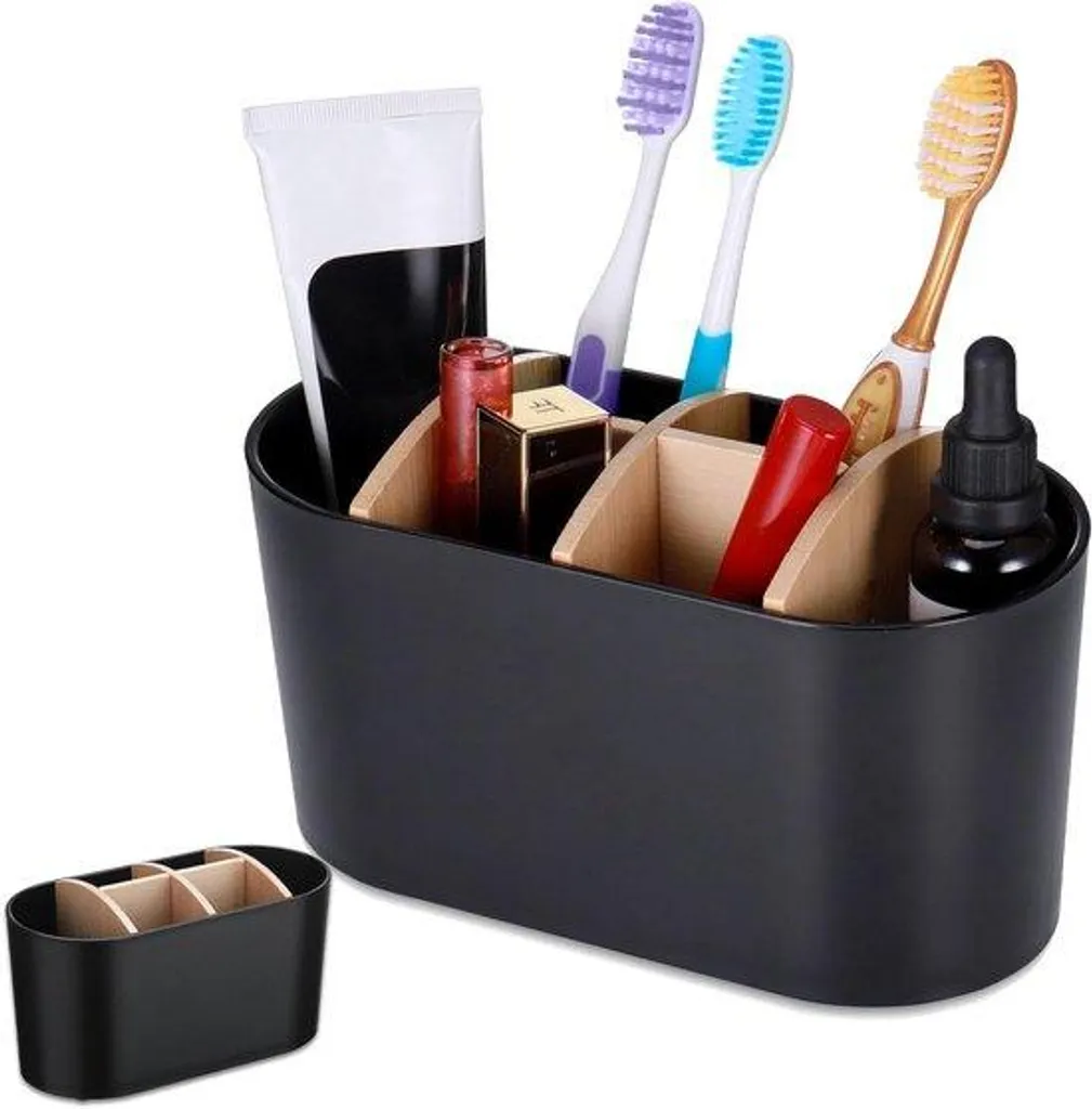 Porte-brosse à dents 6 places noir design avec protection de surface