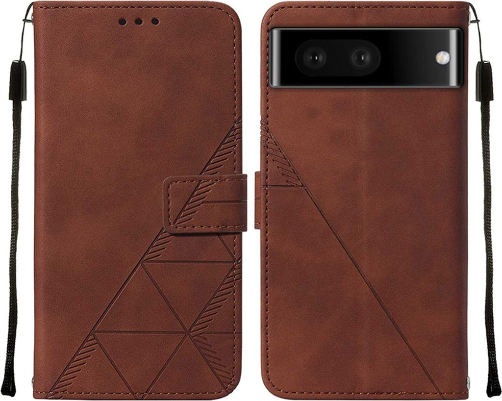 Google Pixel 7 Hülle, Schlank Prägung Flip Leder Kartenfächer Schutzhülle mit Ständer für Google Pixel 7 Braun