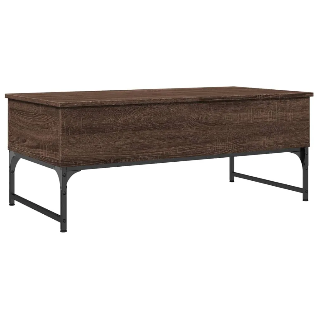 Tavolino Basso 100x50x40 Rovere Marrone e Metallo - Salotto Moderno