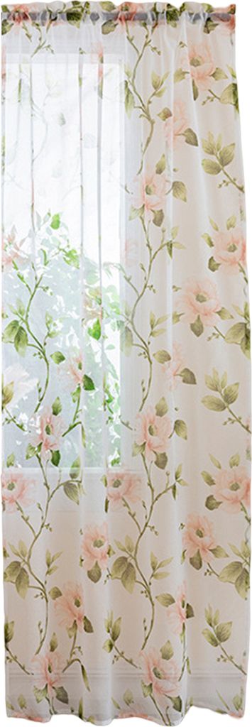 Fenstervorhang, dünn, exquisiter Blickfang, Kamelien-Blumendruck, Fenstervorhänge, Wohnzimmerbedarf