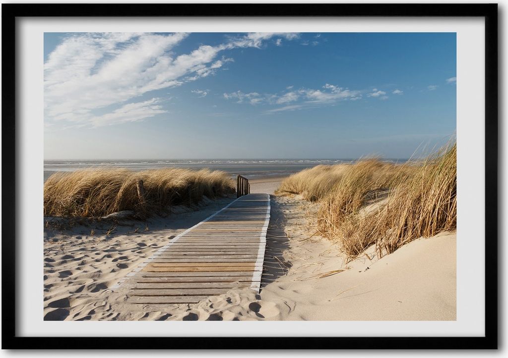 Bild - Bilder - Bilderrahmen - 70 cm x 50 cm - MDF-Rahmen, Wandkunst Der Weg zum Strand
