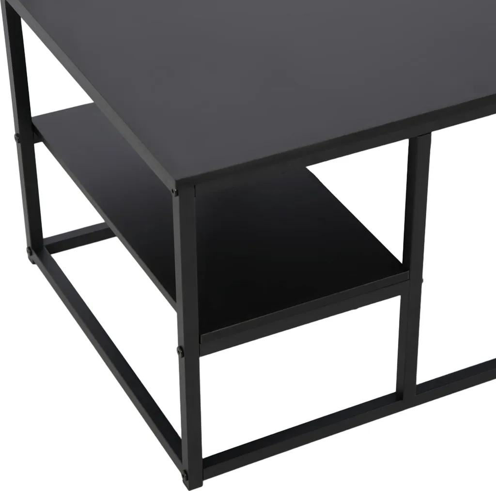 Table basse gain de place avec tablette robuste noire 102x52x42 cm - 10