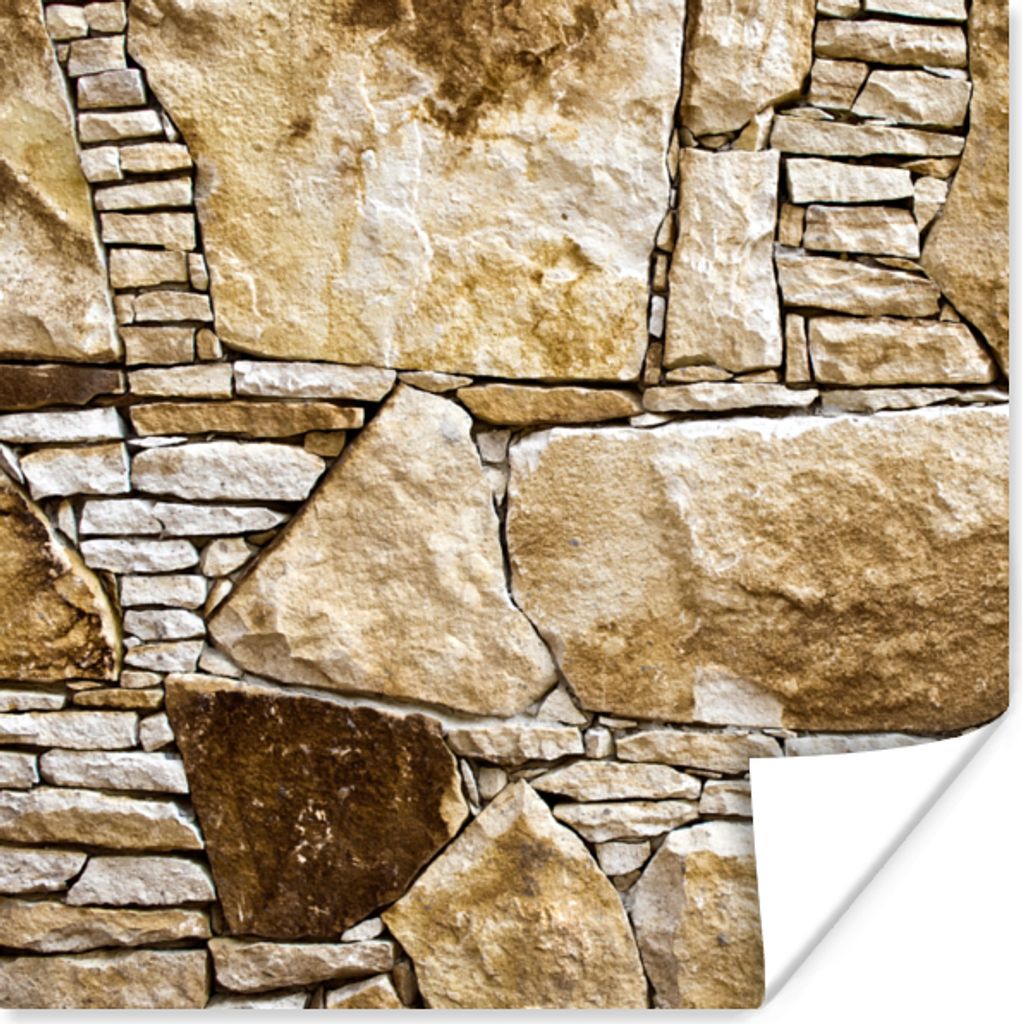 MuchoWow Poster Felsbrocken - Mauer - Steine 75x75 cm - Wand Dekoration
