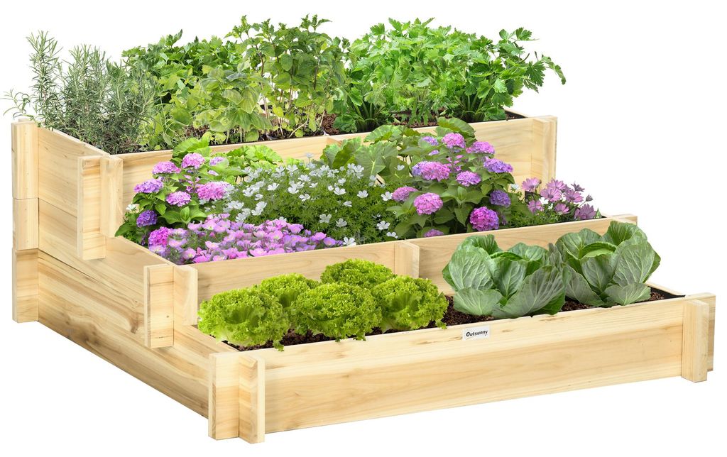 Outsunny Hochbeet, 3-stufige Blumenkasten mit Produktbild 