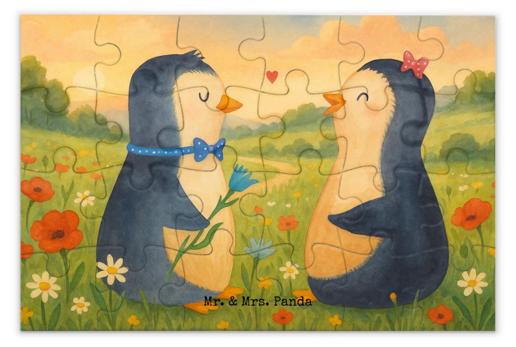 Mr. & Mrs. Panda Puzzle Pinguin Pärchen Design 24 Teile - Weiß - Geschenk, Verknallt, 500, Hochzeitstag, 1000, 300, Hochzeit, Hochzeitsgeschenk, ...