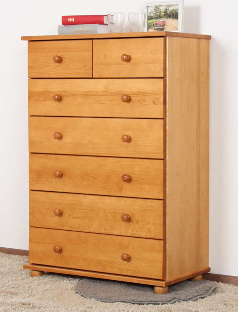 Kommode Kiefer massiv Vollholz Erlefarben Junco 134 – Abmessungen: 117 x 80 x 42 cm (H x B x T)