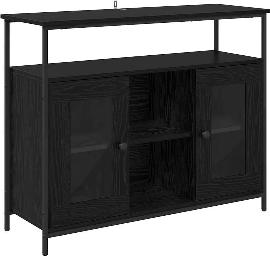 SYFAX™ Mobile Credenza Nero Rovere 100x35x80 cm | Robusta e Capiente