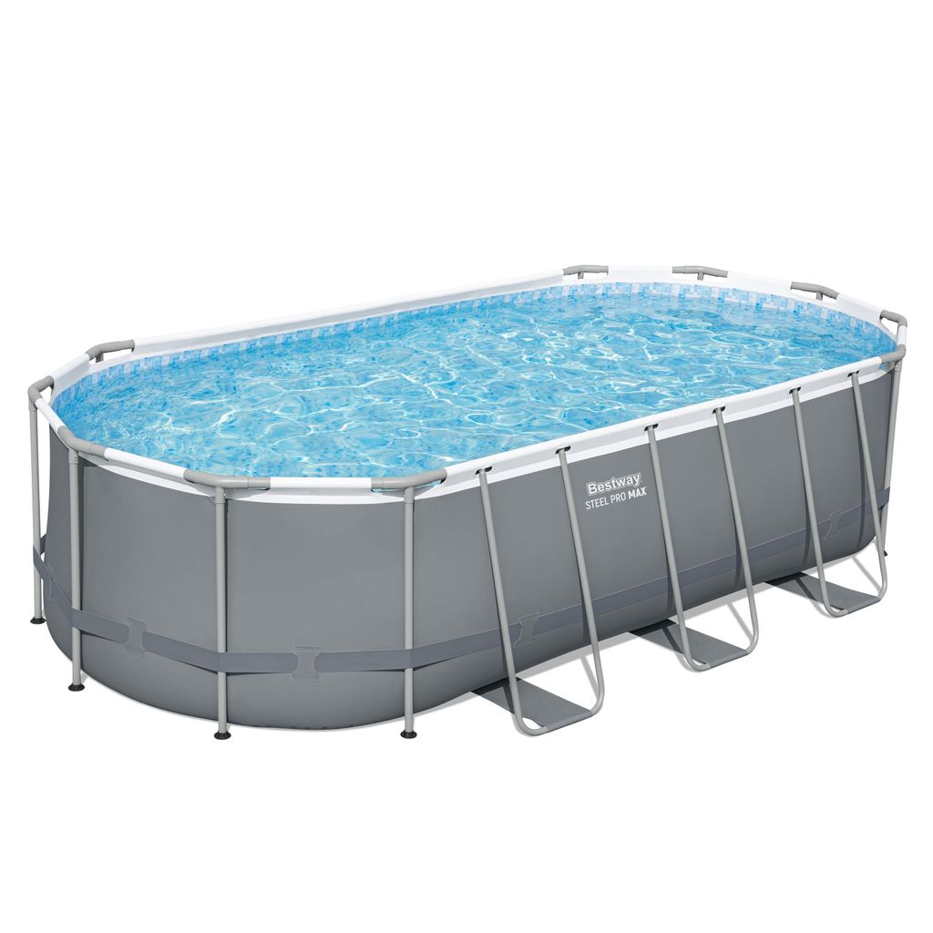 Bestway Steel Pro MAX Frame Pool Komplett-Set mit Filterpumpe 549 x 274 x 122 cm, grau, oval