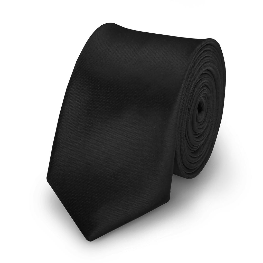 Schwarz Krawatte einfarbig Polyester aus slim