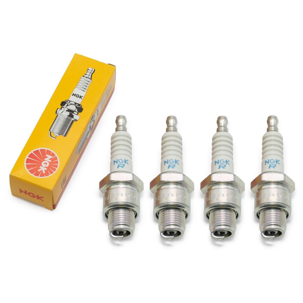 Zündkerzen Set NGK 4x BR6HS Zündkerze entstört, 12,7mm Kurzgewinde Ø 14,0mm Hex 20,8mm, Elektrodenabstand 0,75mm, Wärmewert 6, 3922 / 4200 / 6676