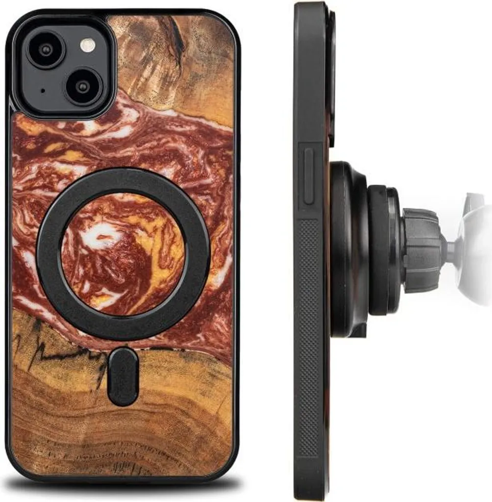 Custodia iPhone 15 Plus Bewood Unique Marte: Legno e Resina MagSafe - 2