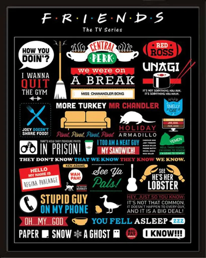Affiche Friends Infographique et Cadre Shinsuke MDF Noir 40x50cm
