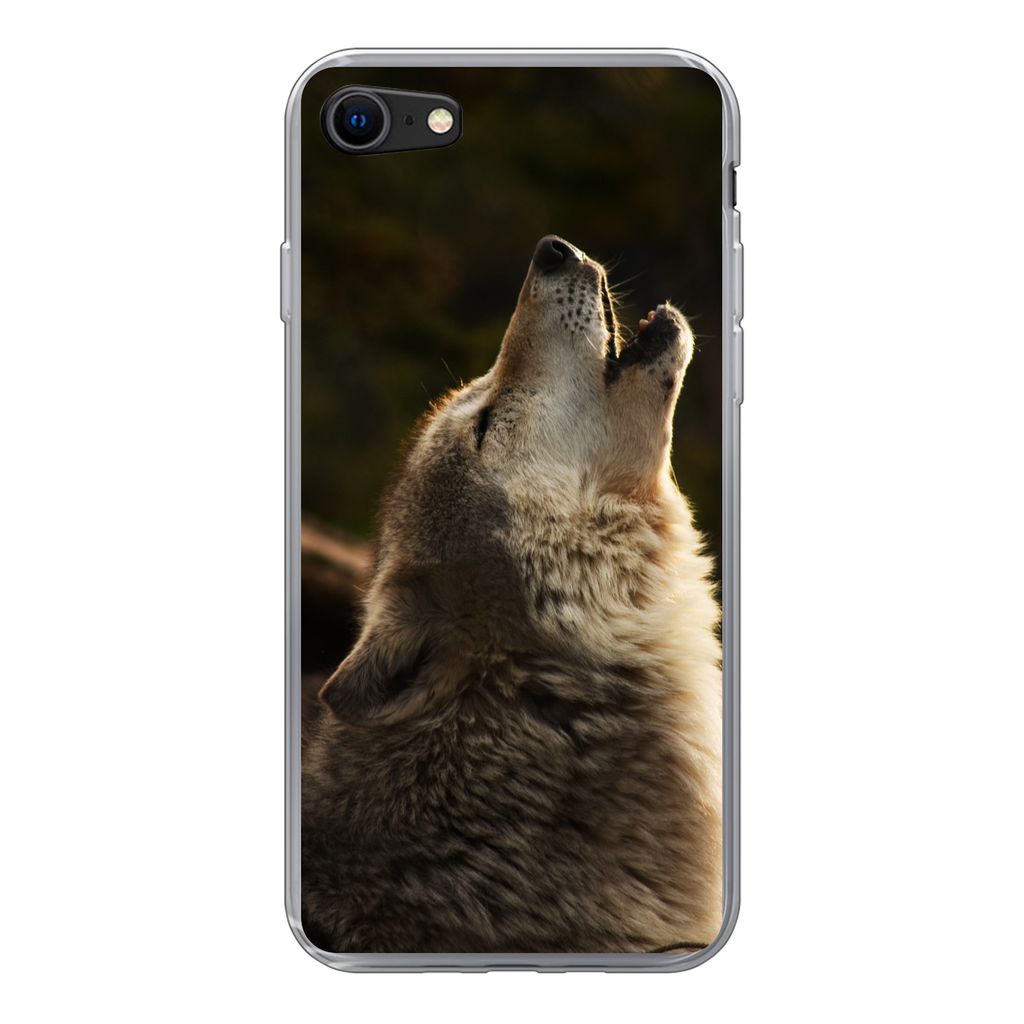 MuchoWow Handyhülle Schutzhülle Hülle für iPhone 8 Wolf - Grau - Tiere Silikon Softcase Handy Hülle - Schutzhaube