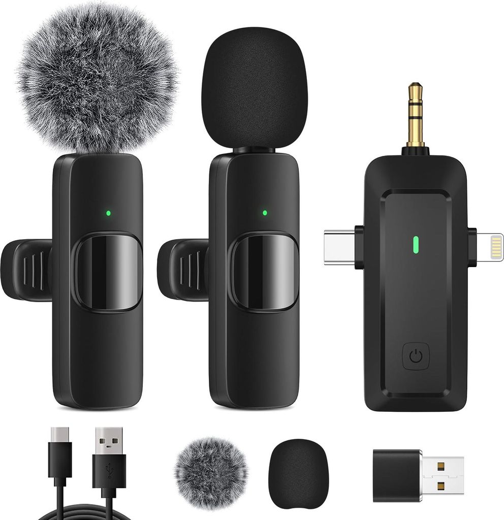 Kabelloses Lavalier Mikrofon für iPhone/Android Produktbild 