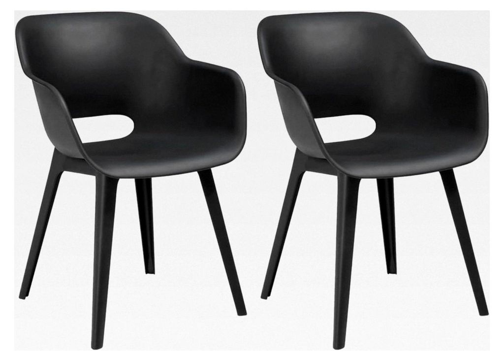 Gartensessel Akola, graphit, 2er Set, Kunststoff, 56,7 x 55,8 x 80,1 cm, Schalenstuhl in Cupform, geeignet für Garten, Terrasse oder Esszimmer