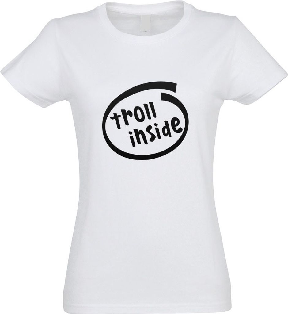 Kiwistar - T-Shirt tailliert - Damen - Weiss - Troll Inside - mit Motiv Bedruckt - Funshirt Design - Sport - Freizeit - Damen - XL