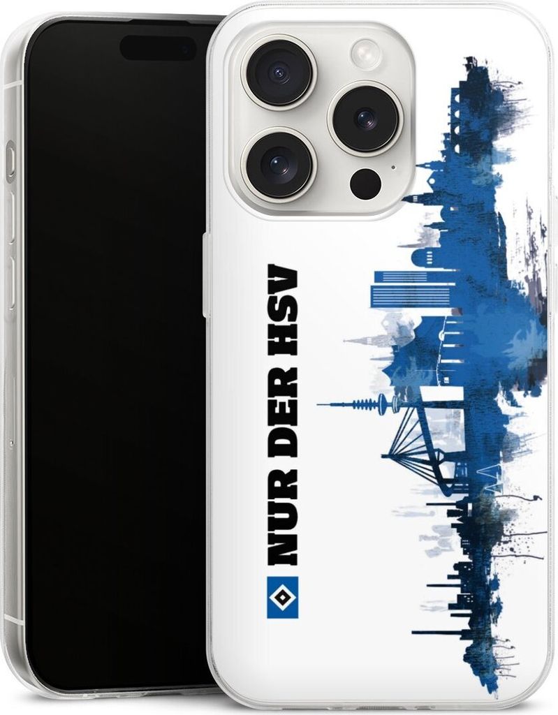 DeinDesign Slim Hülle für Apple iPhone 15 Pro Silikon Case Ultra Dünn Handyhülle Bundesliga HSV Offizielles Lizenzprodukt