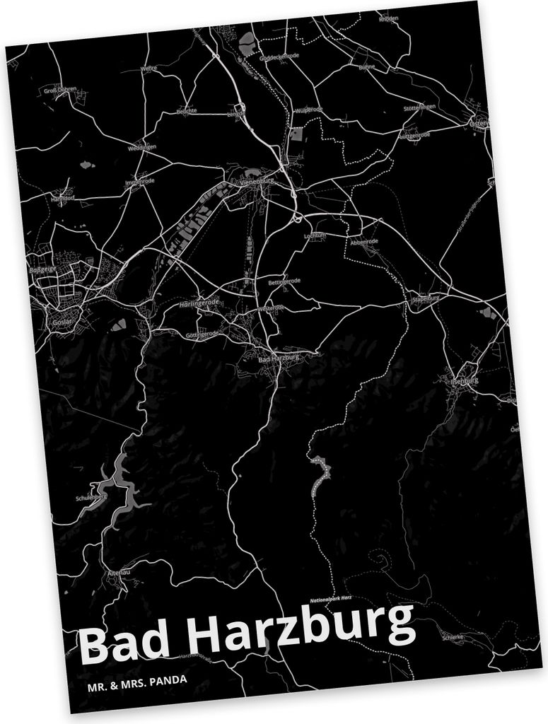 Mr. & Mrs. Panda Postkarte Bad Harzburg - Geschenk, Grußkarte, Stadt Dorf Karte Landkarte Map Stadtplan, Postkarten, Ansichtskarten, Ansichtskarte...