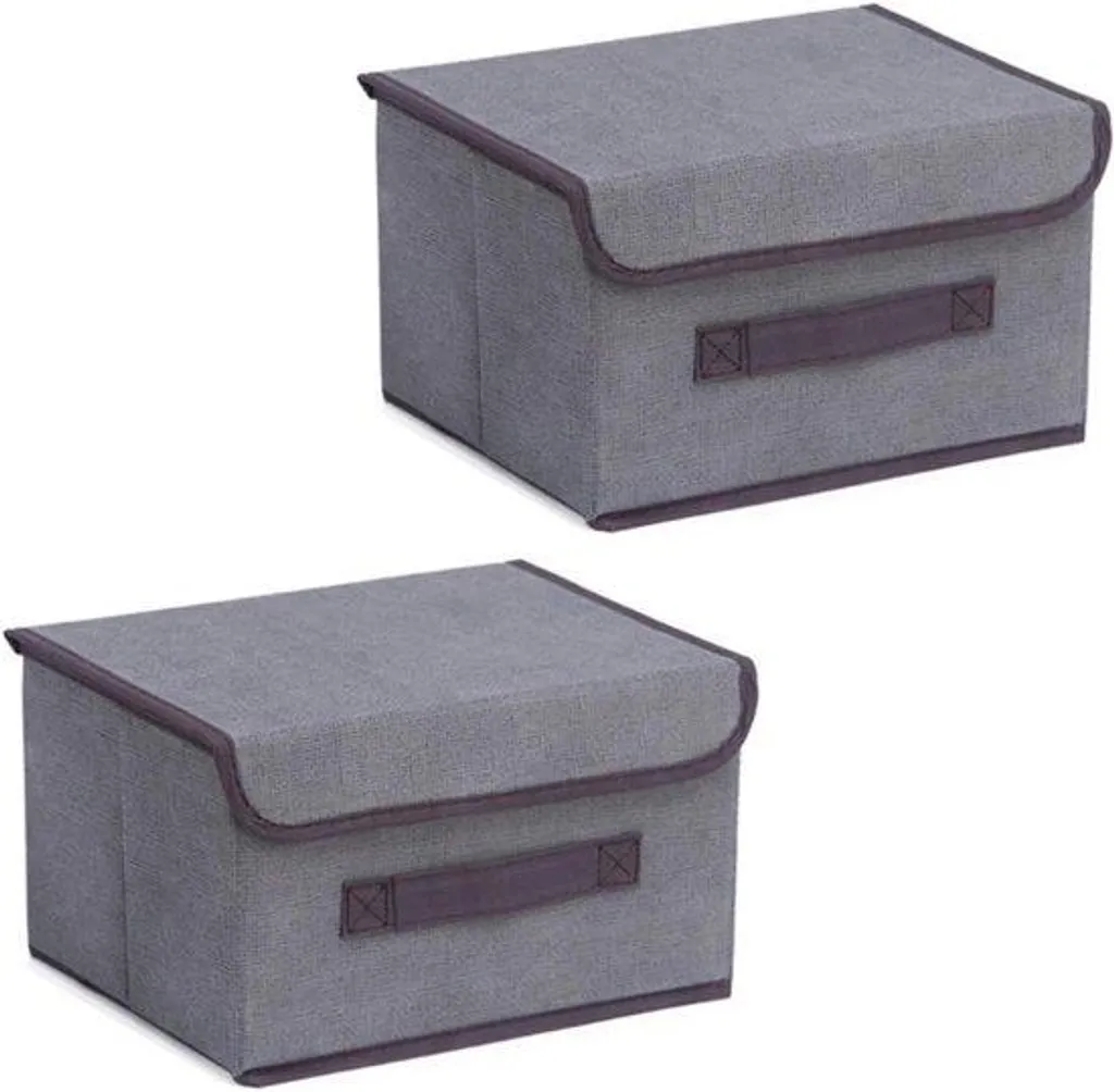 Finissez-en avec le désordre : lot de 2 boîtes rangement tissu gris