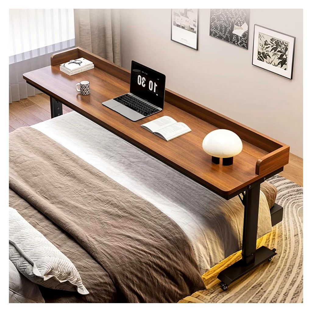 Höhenverstellbarer Betttisch mit Rollen, mobiler Tisch mit Trennwänden, stabiler Rollwagen für vielseitige Nutzung im Wohnzimmer und Schlafzimmer