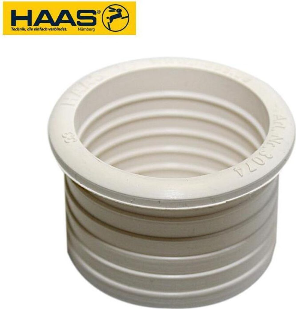OHA Gummi-Nippel für Spitzende Siphon an Spitzende HT-Rohr, Gummi EPDM, weiß, DN 40 auf DN 50