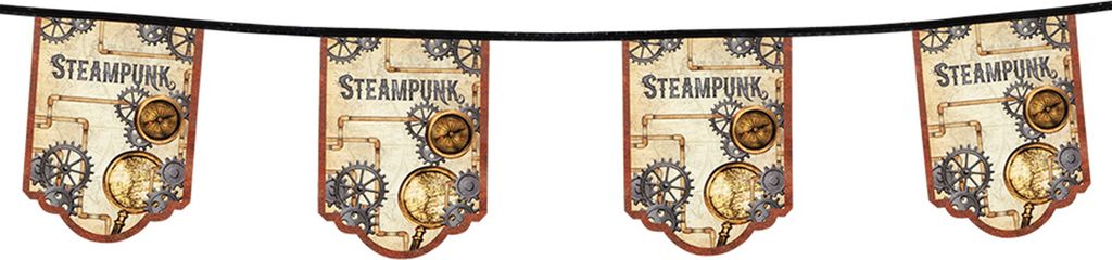 Steampunk-Wimpelgirlande Partydeko 11 Wimpel bunt 4 m - Einheitsgröße
