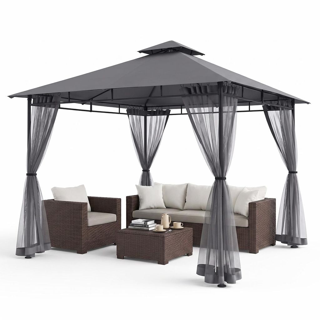 Sekey Pavillon 3×3 m Gartenpavillon Wasserdicht Doppeldach Produktbild 