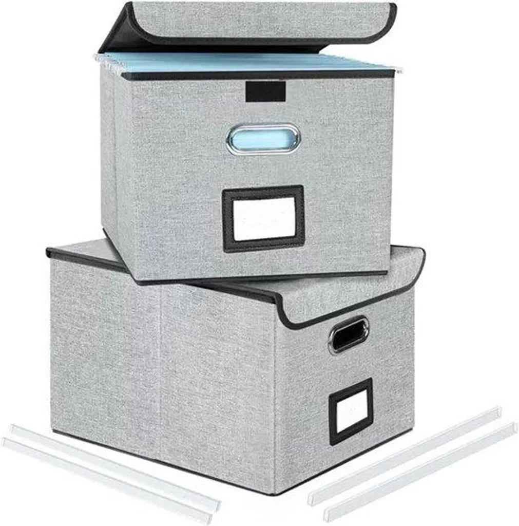 Boîte à dossiers portable avec rabats et couvercle pour dossiers suspendus