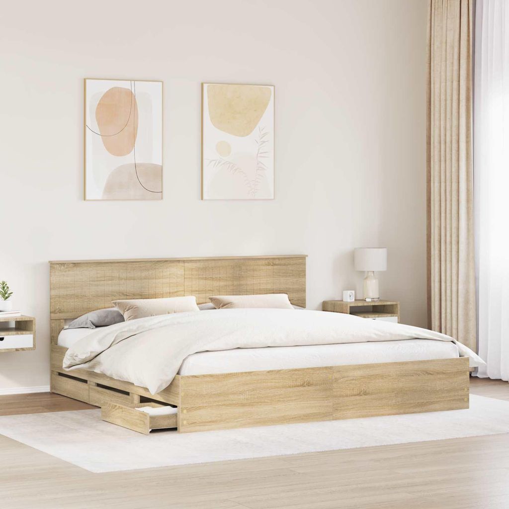Langlebige Bettrahmen Sonoma-Eiche 200 x 200cm Ingenieurs Holz - Möbel816778 - Klassische BettenJugendbett Tagesbett