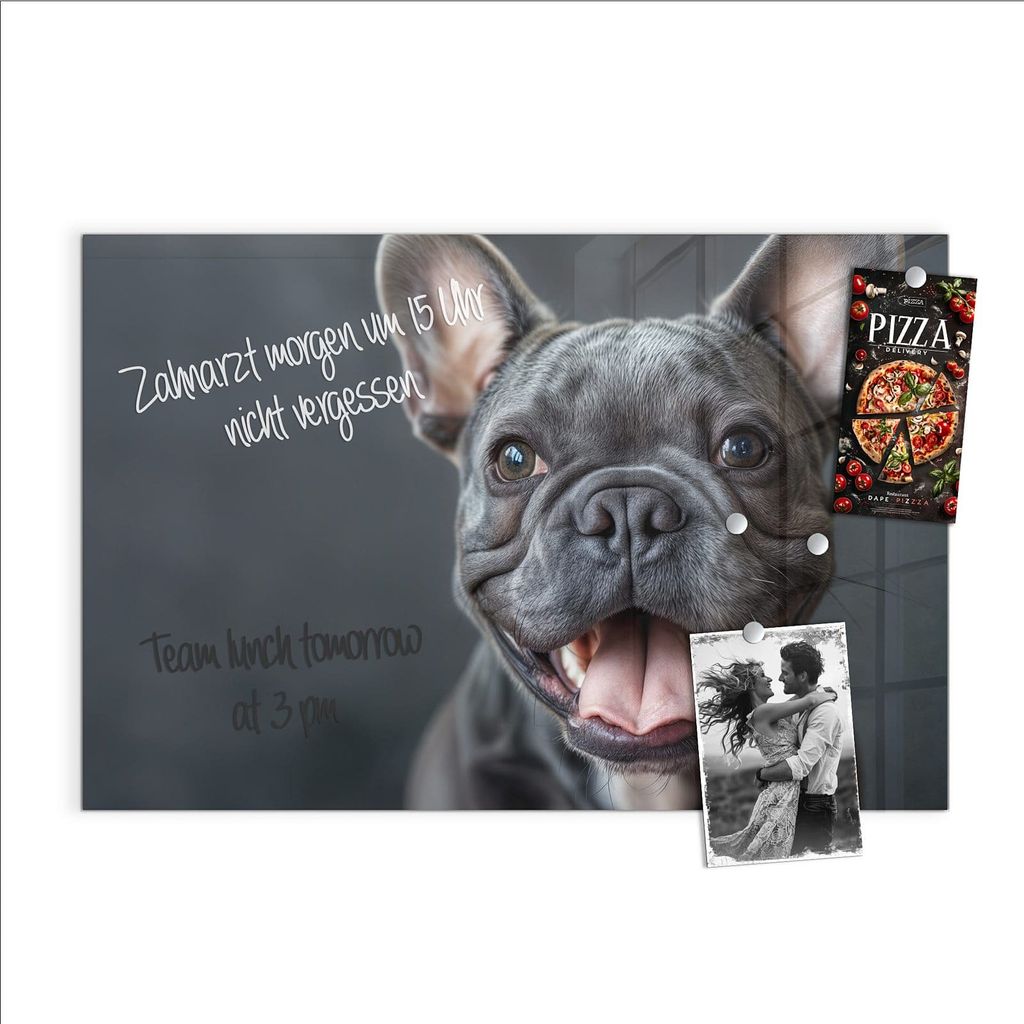 Magnettafel 60x40cm Pinnwand Whiteboard beschreibbar - Lachender Hund