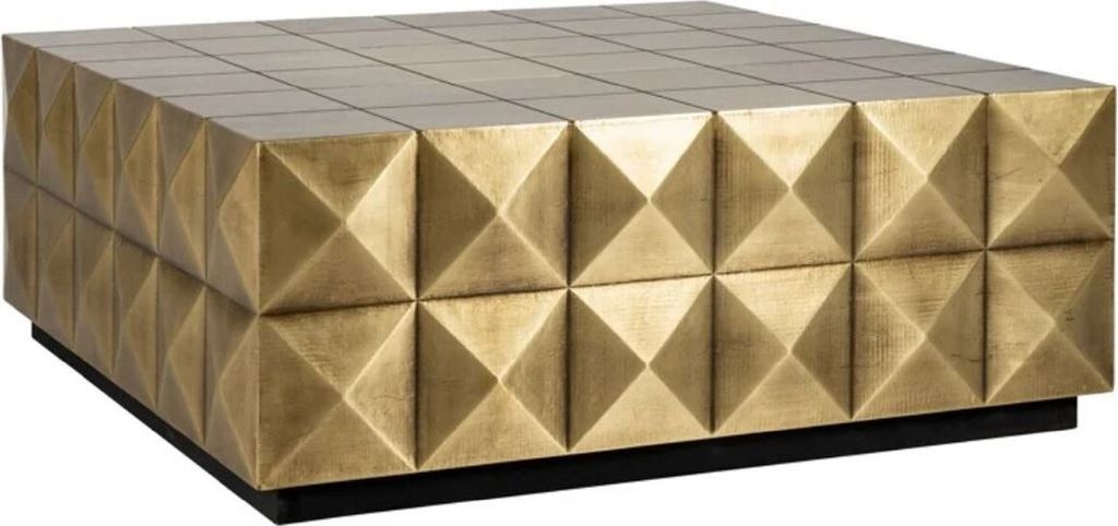 Casa Padrino Luxus Couchtisch Gold / Schwarz 90 x 90 x H. 35 cm - Quadratischer Wohnzimmertisch - Wohnzimmer Möbel - Hotel Möbel - Luxus Möbel -...