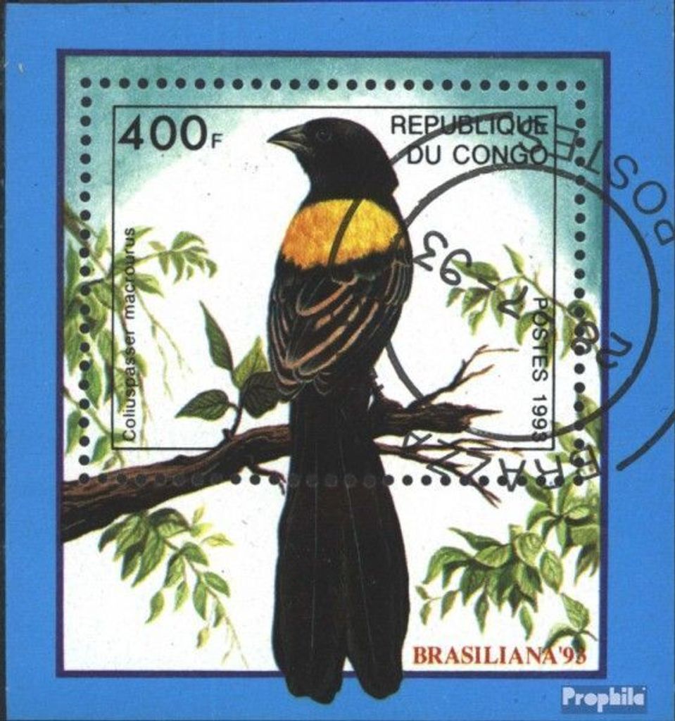 Briefmarken Kongo (Brazzaville) 1993 Mi Block123 (kompl.Ausg.) gestempelt BRASILIANA 93