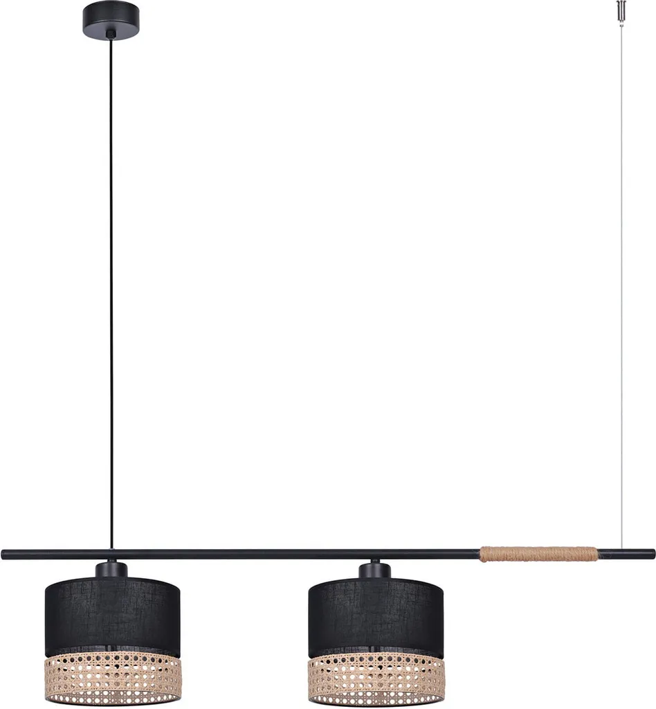 Lustre Salon en Osier VIMBO pour Grande Hauteur sous Plafond - Kaja