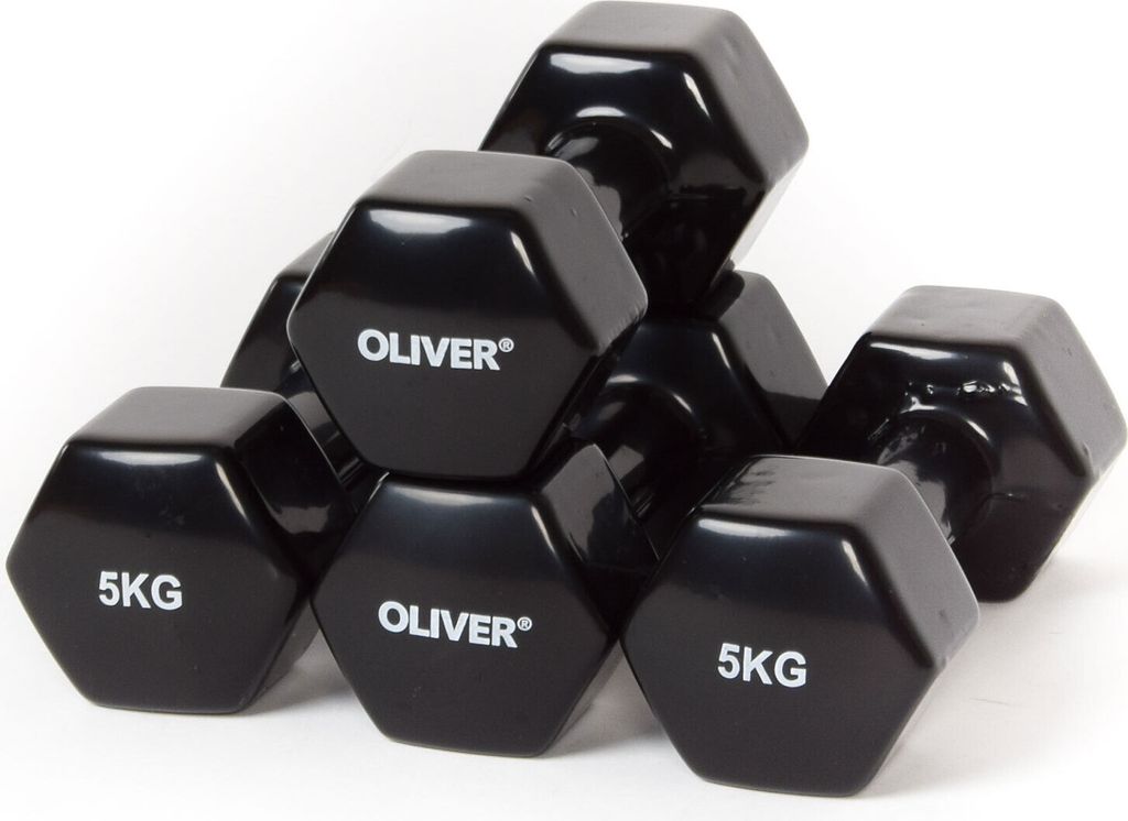 4x Manubrio Oliver in vinile da 5,0 kg ciascuno - nero Immagine del prodotto 