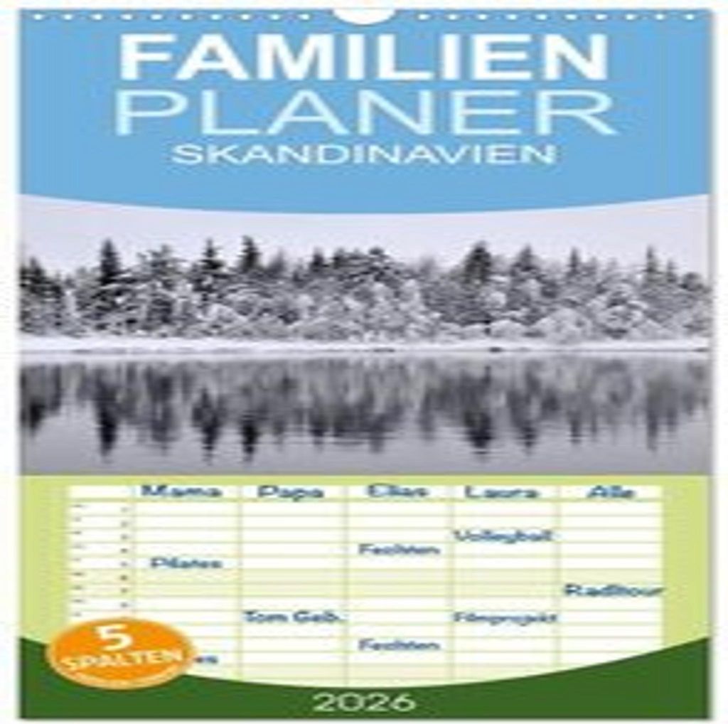 Familienplaner 2026 - SKANDINAVIEN mit 5 Spalten (Wandkalender, 21 x 45 cm) CALVENDO