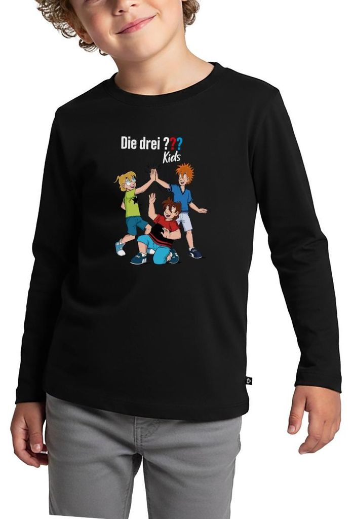 Spreadshirt Die Drei Fragezeichen Kids Detektive Spürnasen Team Kinder Premium Langarmshirt, 98/104 (2 Jahre), Schwarz