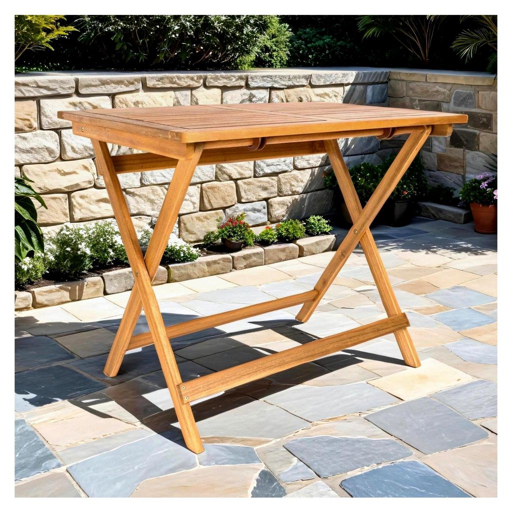 Esstisch - Blossom - 80x60 cm aus massivem geöltem Akazienholz - Gartentisch, Holztisch, Esszimmertisch