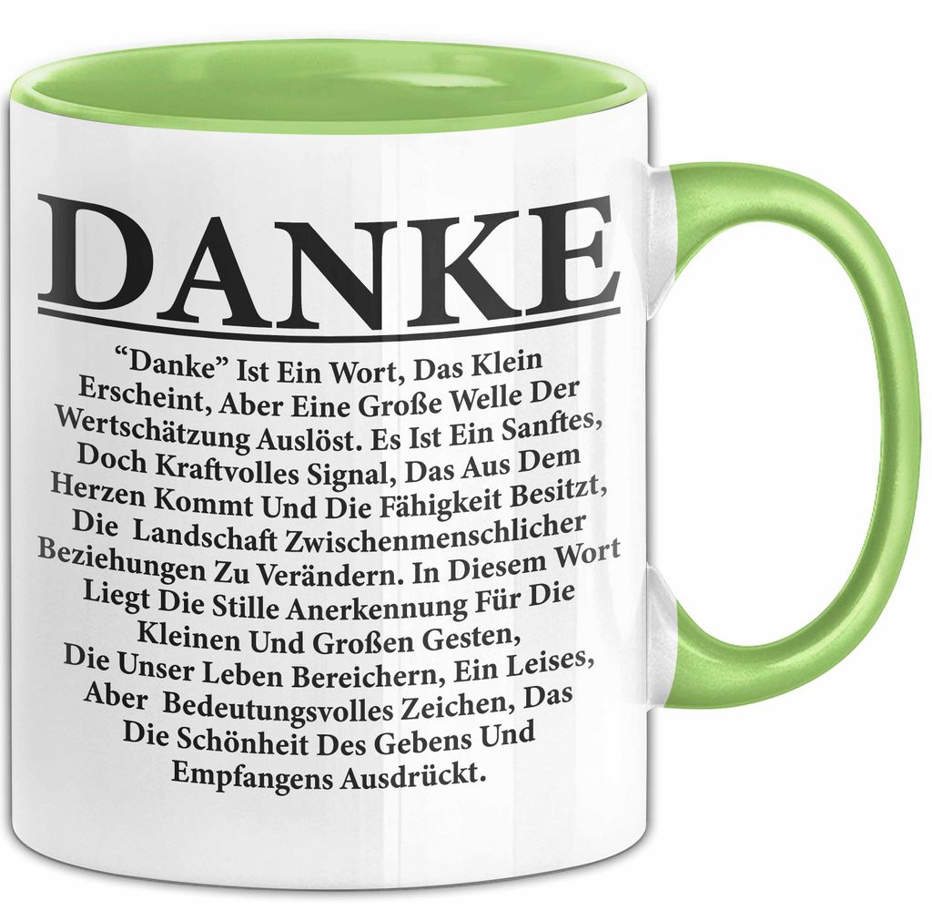 Danke Tasse Geschenk Lustige Geschenkidee Spruch Danke (Grün)