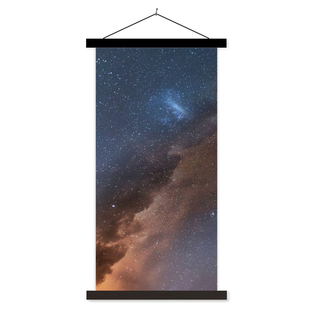 MuchoWow Textilposter Sterne im Weltraum 40x80 cm mit schwarzem Rahmen - Wandemalerei