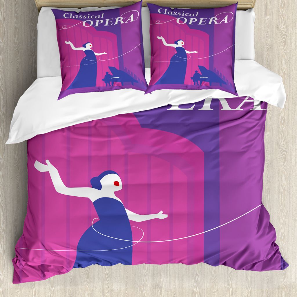 ABAKUHAUS Oper Bettbezug Set für Einzelbetten, Singen Frau und Pianist, Milbensicher Allergiker geeignet mit Kissenbezug, 155 cm x 220 cm - 80 x 8...