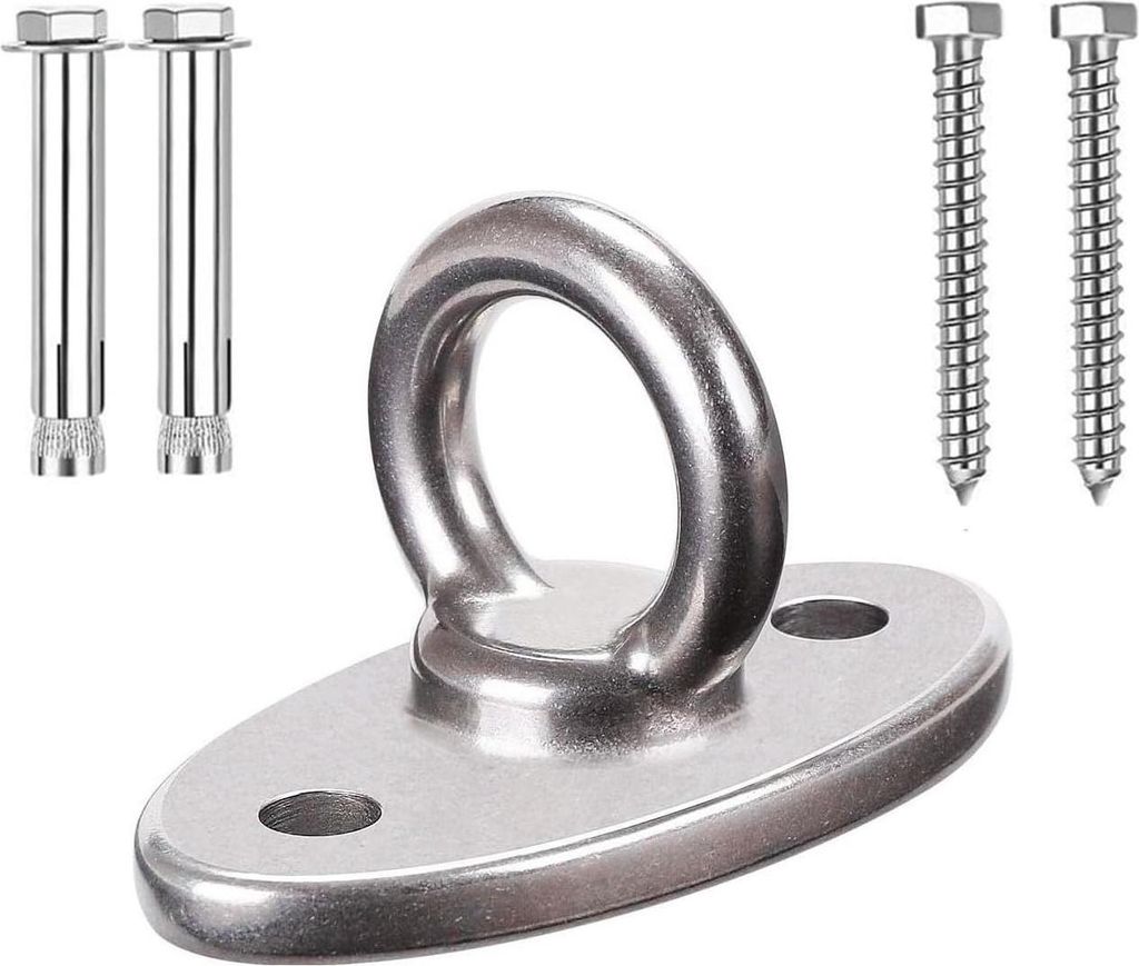 iguTrail Deckenhaken Schwerlast M8 500kg Edelstahl 304 Augplatte mit Oese Schaukelhaken Fuer Holzbalken Deckenhaken Fuer Haengesessel Sandsack Yoga