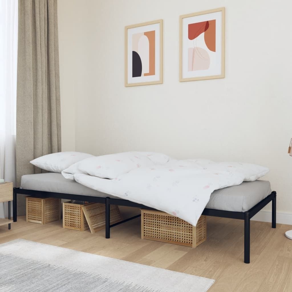 The Living Store Bettgestell Metall Schwarz 100x190 cm Produktbild 